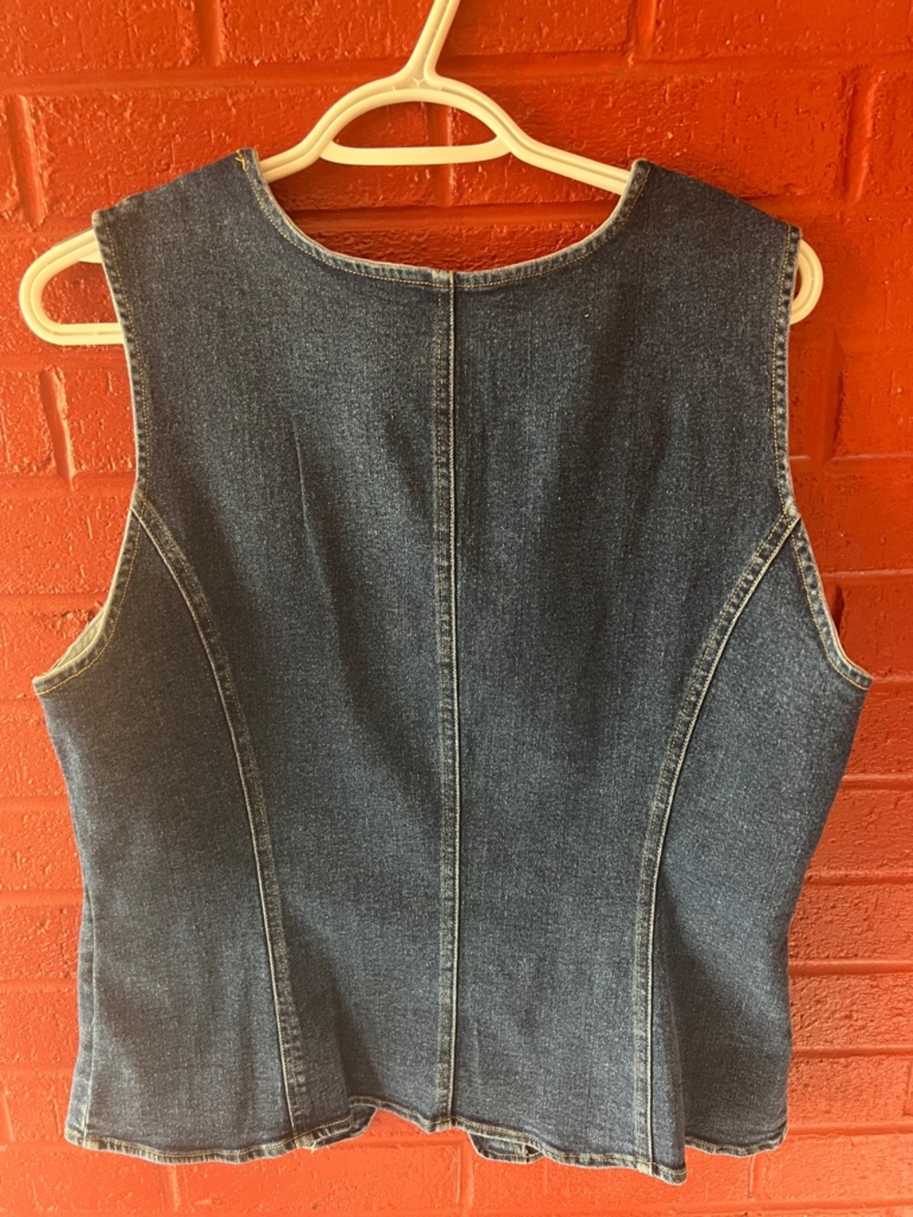 Women's Dark Blue Denim Vest - Classic Jeans Style - Picture 2 of 4